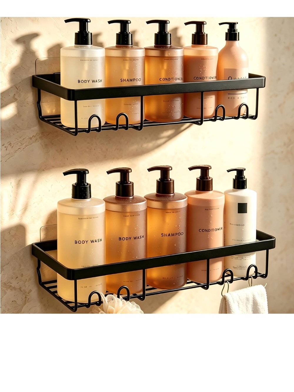Wall-Mount Bath Storage Shelf Organizer - Black
